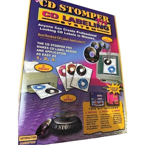 CD Stomper Pro CD Label Design Applicator System Kit 1999 NEW SEALED PC and Mac - Picture 3 of 8